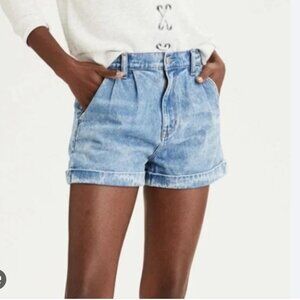 American Eagle Outfitters Denim Pleated Mom Short Classic Blue Size 6